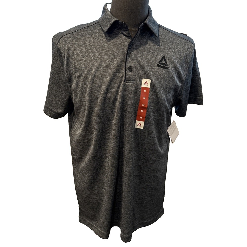 Reebok Short Sleeve Polo Shirt “Ebony Heather” Dark Gray Medium- NWTs